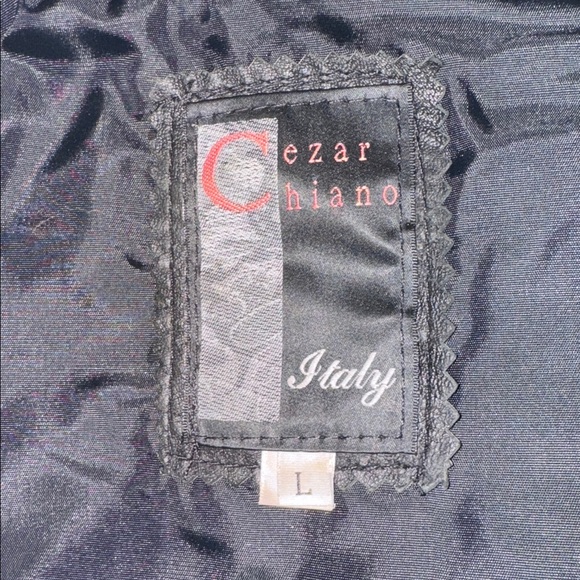 Black lamb fur trim lambskin leather coat L - Picture 4 of 12